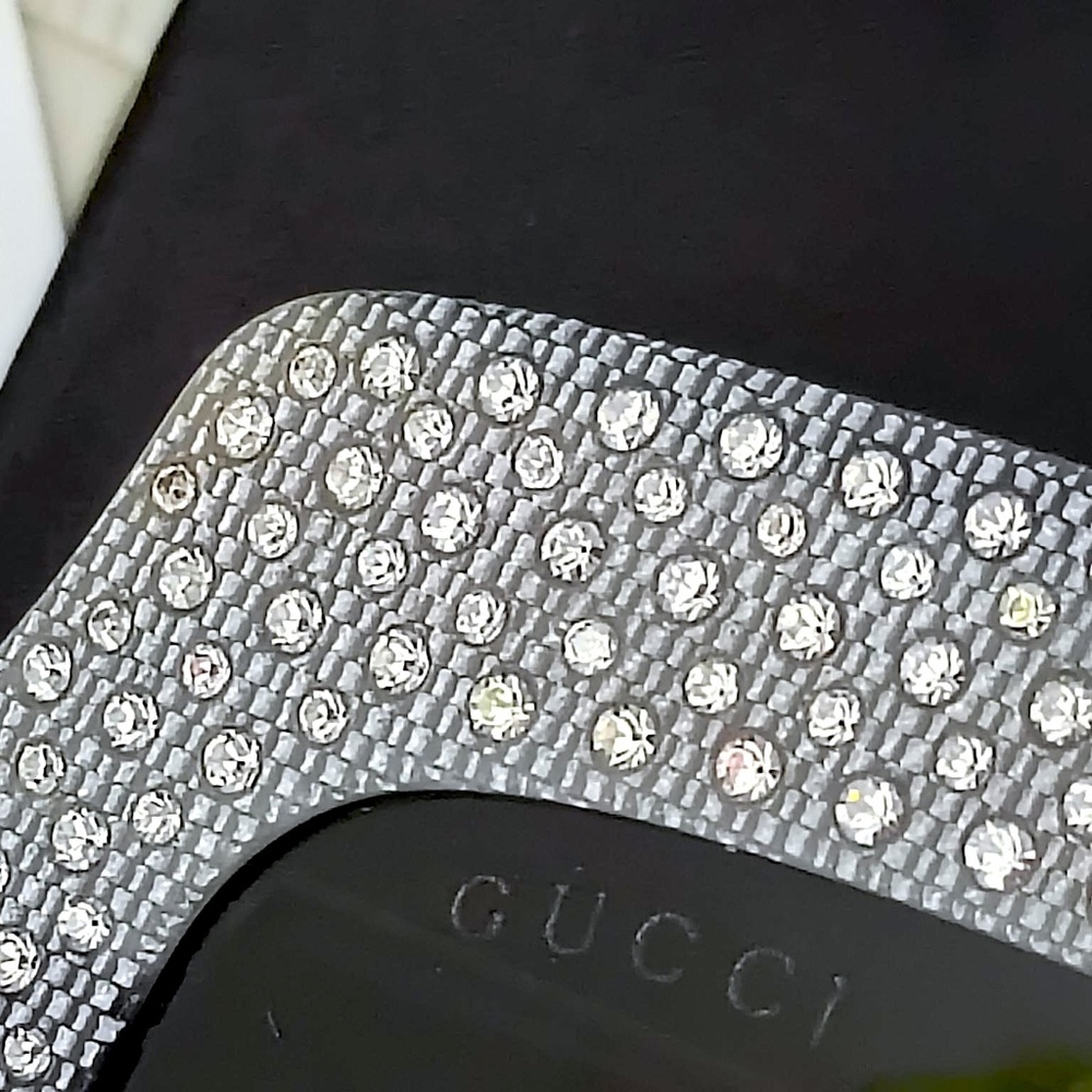 Rare HOT Gucci "GRAY COLOR" Swarovski Rhinestones Square Sunglasses GG0048/S - Picture 10 of 16